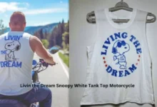 Livin the Dream Snoopy White Tank Top Motorcycle