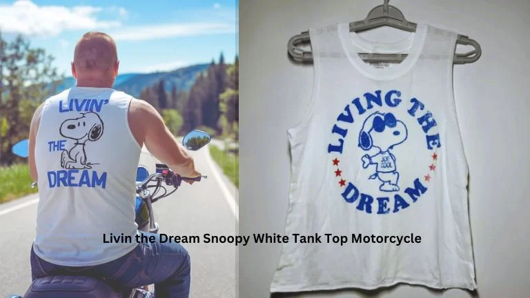 Livin the Dream Snoopy White Tank Top Motorcycle